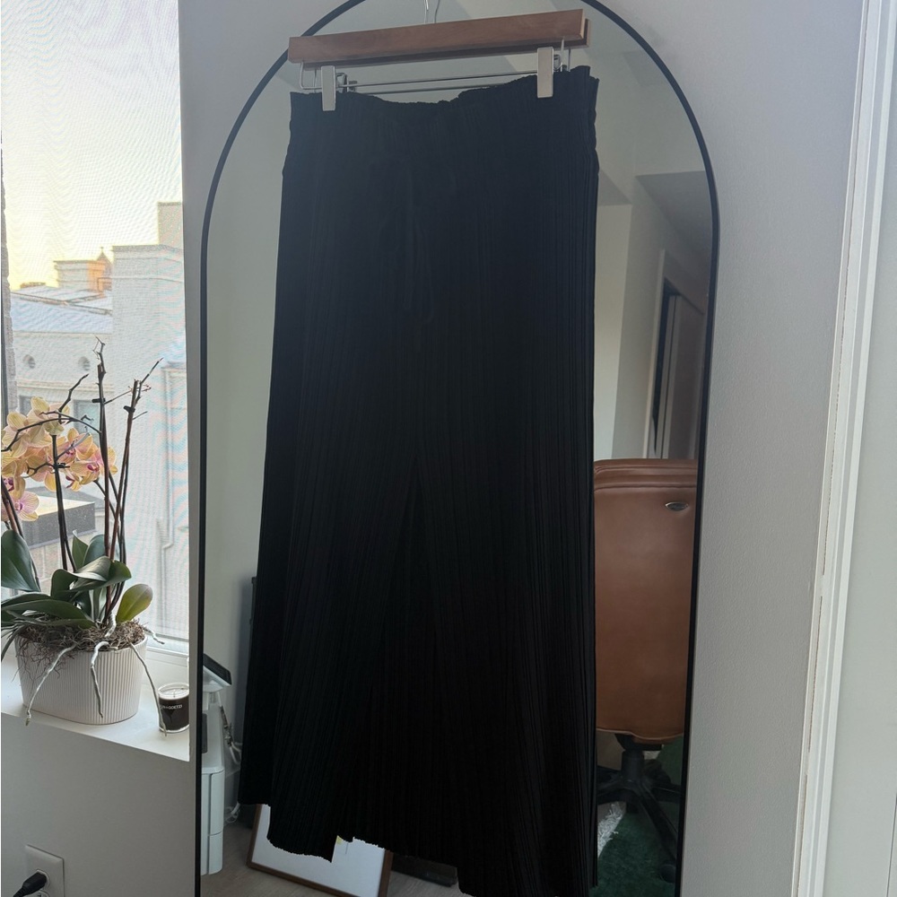 A.L.C. Stella Black Pleat Midi Skirt